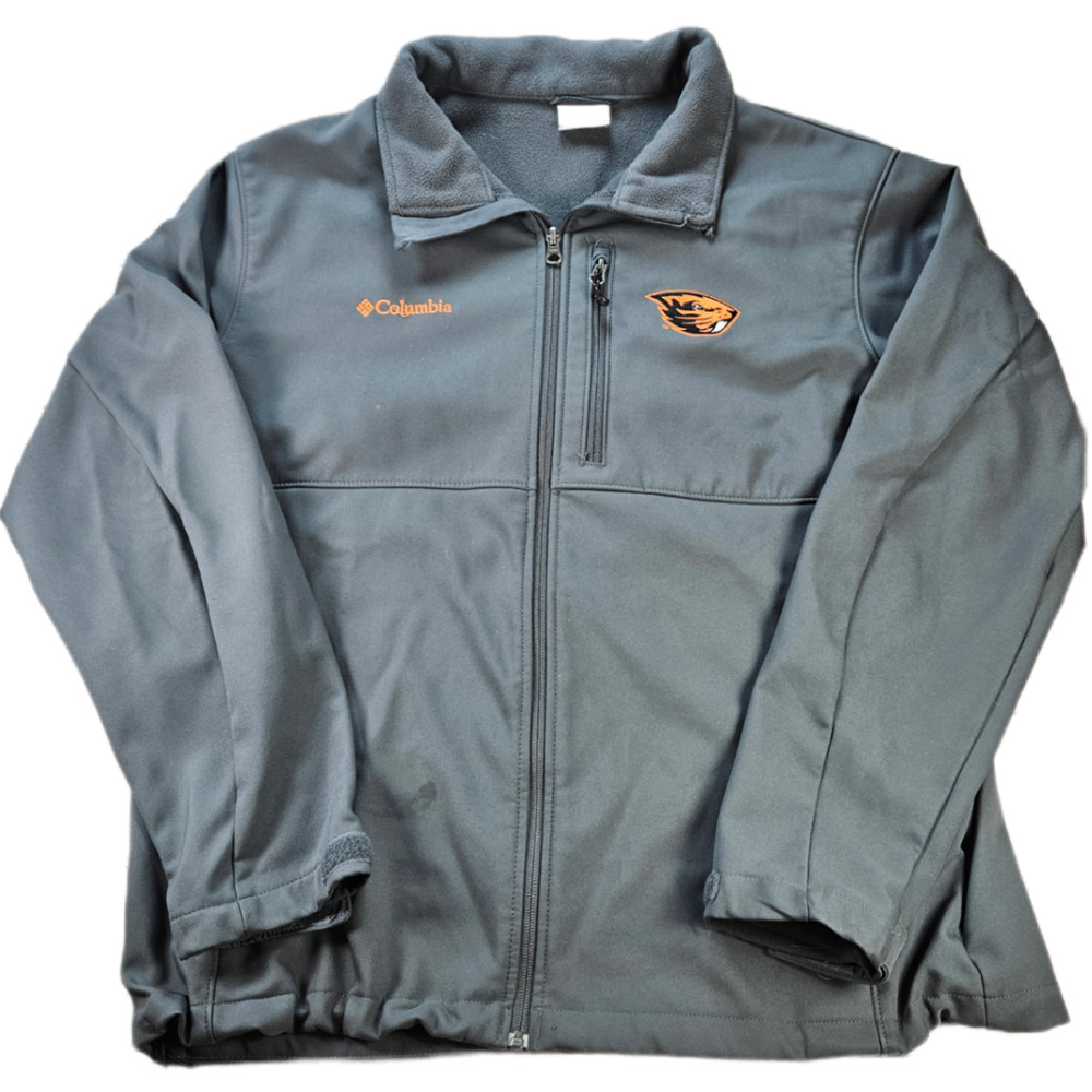 Men's Oregon State Beavers Columbia Jacket Gray XL Softshell Fleece Collar